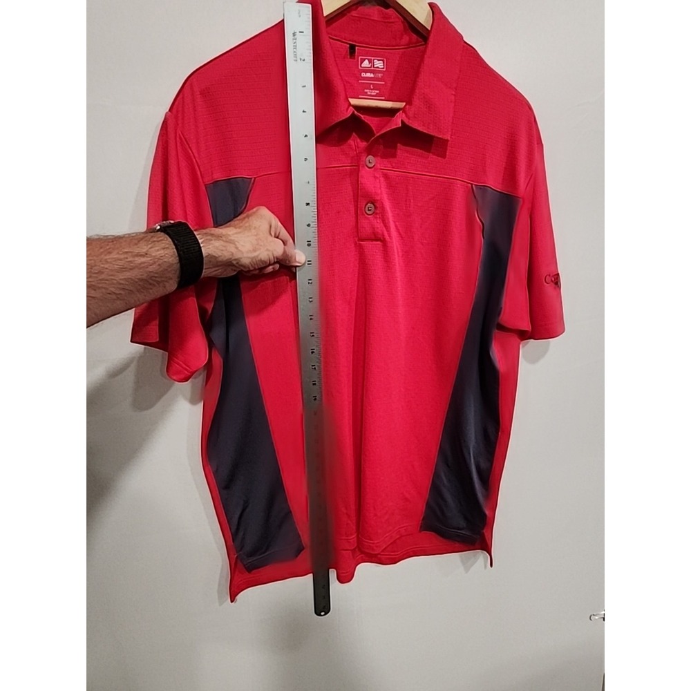 Adidas Climalite Golf Polo Mens L Red/Gray Short Sleeve, Collar, Embroidered - Picture 6 of 11